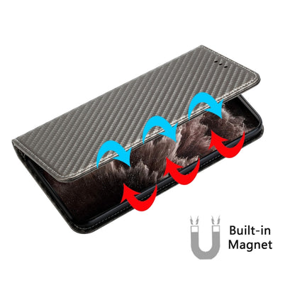 For Xiaomi Redmi Note 12 4G Global Carbon Fiber Texture Magnetic Flip Leather Phone Case(Grey) - Note 12 Cases by buy2fix | Online Shopping UK | buy2fix