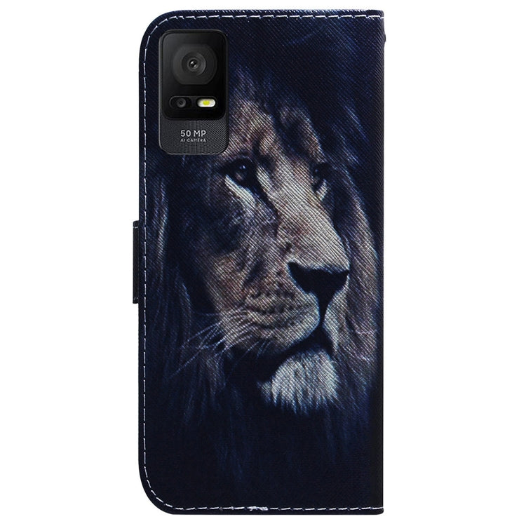 For TCL 408 Coloured Drawing Flip Leather Phone Case(Lion) - More Brand by buy2fix | Online Shopping UK | buy2fix