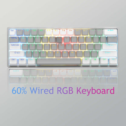 AULA F3261 Type-C Wired Hot Swappable 61 Keys RGB Mechanical Keyboard(Gray White Red Shaft) -  by AULA | Online Shopping UK | buy2fix
