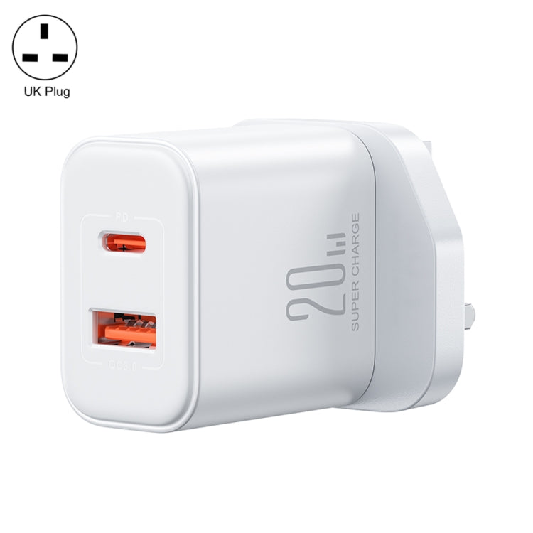 J0YROOM TCF05 20W USB+USB-C/Type-C Fast Charger, Specification:UK Plug(White) -  by JOYROOM | Online Shopping UK | buy2fix