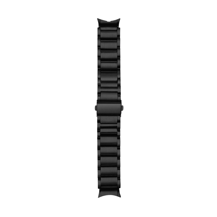 For Samsung Galaxy Watch5 / Watch5 Pro / Watch4 / Watch4 Classic Universal Titanium Alloy Three Plants Flat Buckle Watch Band(Black) - Watch Bands by buy2fix | Online Shopping UK | buy2fix