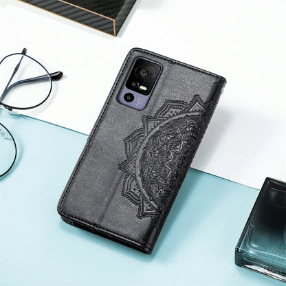 For TCL 40R Mandala Flower Embossed Leather Phone Case(Black) - More Brand by buy2fix | Online Shopping UK | buy2fix