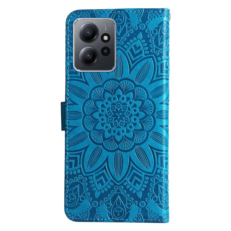 For Xiaomi Redmi Note 12 4G Global Embossed Sunflower Leather Phone Case(Blue) - Note 12 Cases by buy2fix | Online Shopping UK | buy2fix