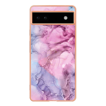 For Google Pixel 6A Electroplating Marble Dual-side IMD Phone Case(Pink 013) - Google Cases by buy2fix | Online Shopping UK | buy2fix