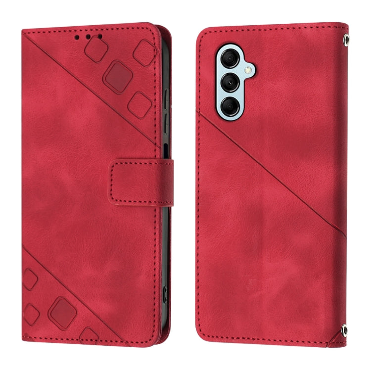 For Samsung Galaxy M14 5G Skin-feel Embossed Leather Phone Case(Red) - Galaxy Phone Cases by buy2fix | Online Shopping UK | buy2fix