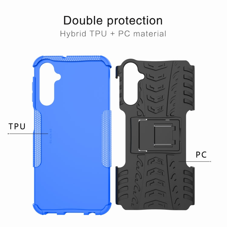 For Samsung Galaxy A24 4G Tire Texture TPU + PC Phone Case with Holder(Black) - Galaxy Phone Cases by buy2fix | Online Shopping UK | buy2fix