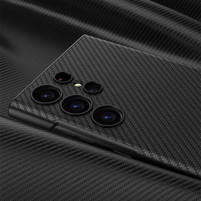 For Samsung Galaxy S23 Ultra 5G GKK Triumph Ultra-Thin Plain Leather Phone Case with Holder(Carbon Fiber) - Galaxy S23 Ultra 5G Cases by GKK | Online Shopping UK | buy2fix