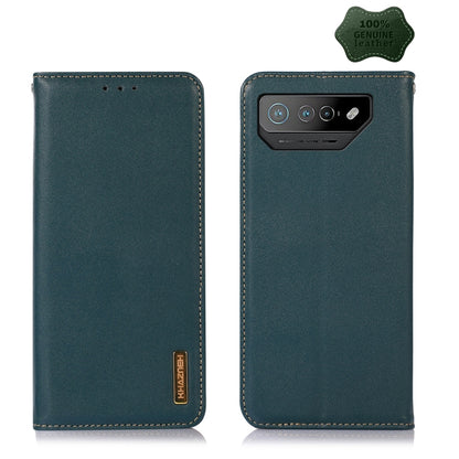 For Asus ROG Phone 7 KHAZNEH Nappa Top Layer Cowhide Leather Phone Case(Green) - ASUS Cases by buy2fix | Online Shopping UK | buy2fix