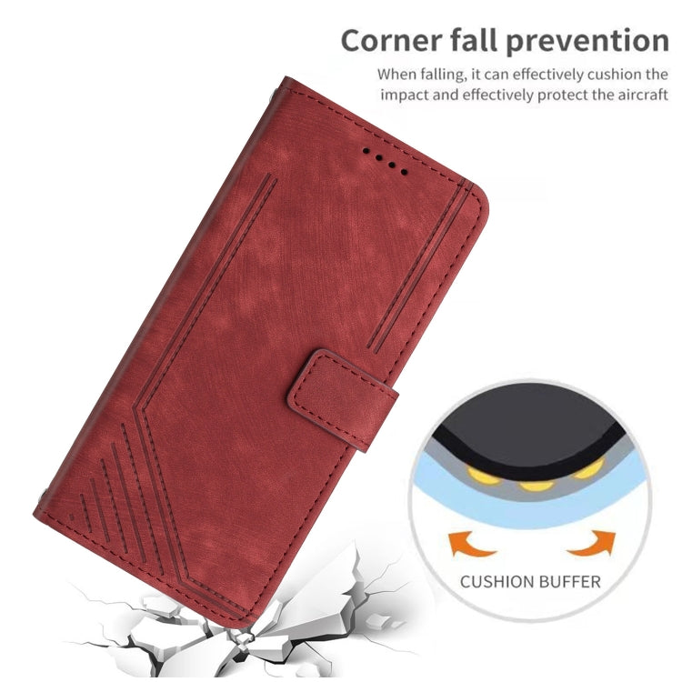 For OnePlus Nord CE 3/Nord CE 3 Lite/Nord N30 Skin Feel Stripe Pattern Leather Phone Case with Lanyard(Red) - OnePlus Cases by buy2fix | Online Shopping UK | buy2fix