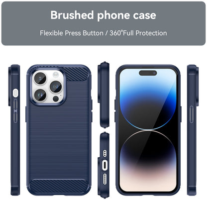 For iPhone 15 Pro Max Brushed Texture Carbon Fiber TPU Phone Case(Blue) - iPhone 15 Pro Max Cases by buy2fix | Online Shopping UK | buy2fix