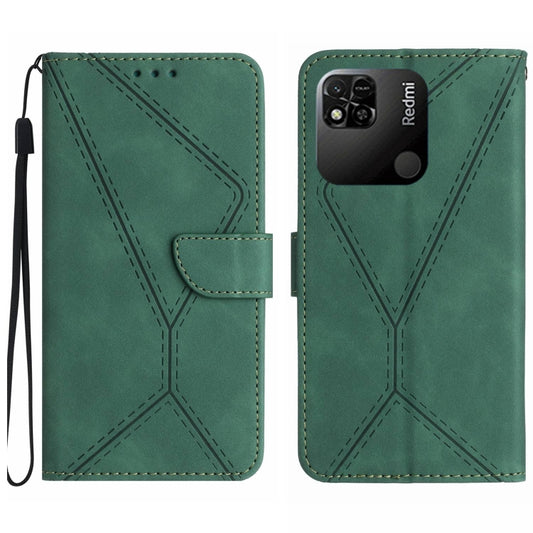 For Xiaomi Redmi 10A Stitching Embossed Leather Phone Case(Green) - Xiaomi Cases by buy2fix | Online Shopping UK | buy2fix