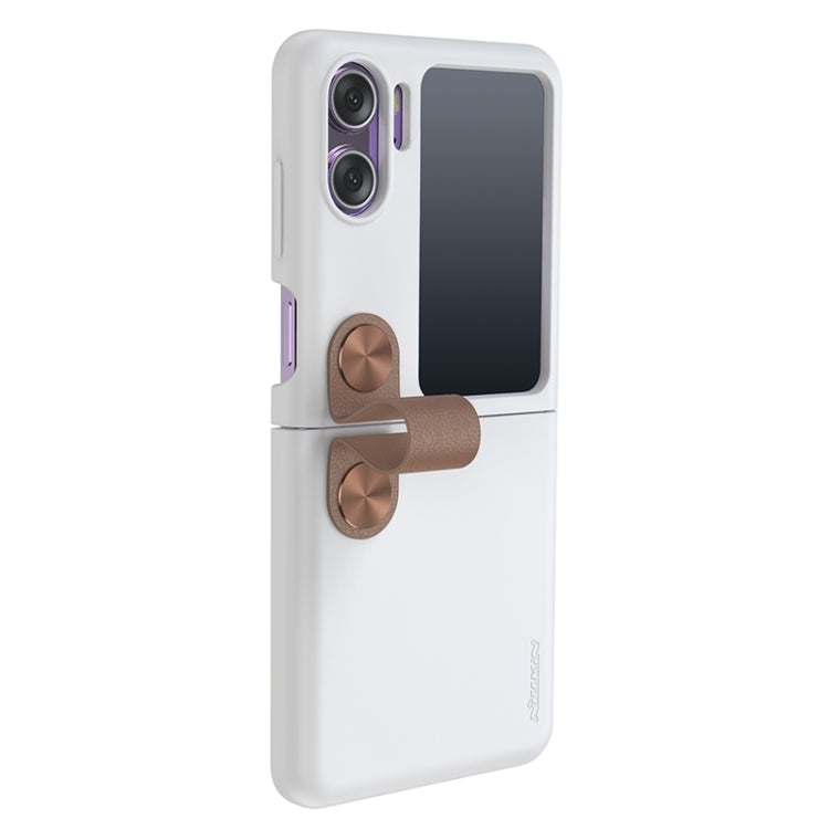 For OPPO Find N2 Flip  NILLKIN Skin Feel Liquid Silicone Phone Case With Finger Strap(White) - OPPO Cases by NILLKIN | Online Shopping UK | buy2fix