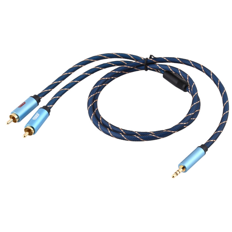 EMK 3.5mm Jack Male to 2 x RCA Male Gold Plated Connector Speaker Audio Cable, Cable Length:1m(Dark Blue) - Audio Optical Cables by EMK | Online Shopping UK | buy2fix