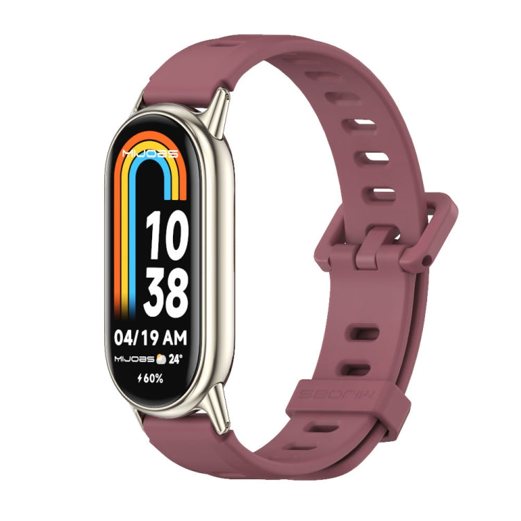 For Xiaomi Mi Band 8 / 9 / 9 NFC Mijobs Flat Hole Breathable Silicone Watch Band(Wine Red+Light Gold) - Watch Bands by MIJOBS | Online Shopping UK | buy2fix