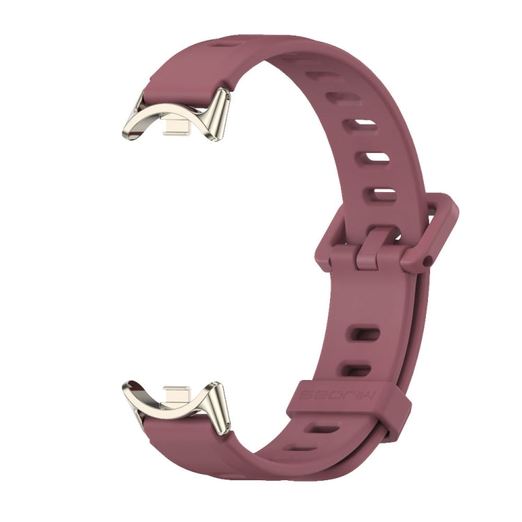 For Xiaomi Mi Band 8 / 9 / 9 NFC Mijobs Flat Hole Breathable Silicone Watch Band(Wine Red+Light Gold) - Watch Bands by MIJOBS | Online Shopping UK | buy2fix