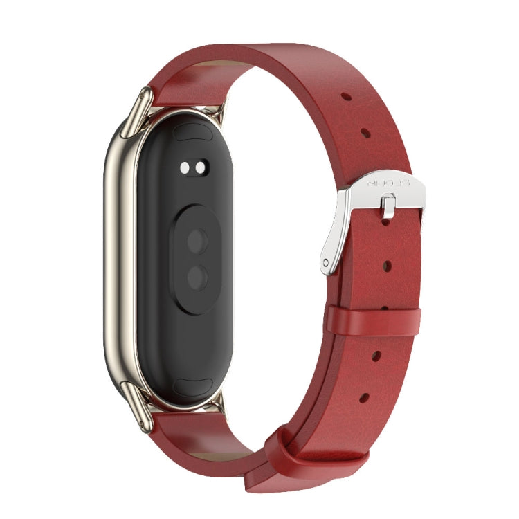 For Xiaomi Mi Band 8 / 9 / 9 NFC Mijobs Microfiber PU Leather Watch Band(Red Light Gold) - Watch Bands by MIJOBS | Online Shopping UK | buy2fix