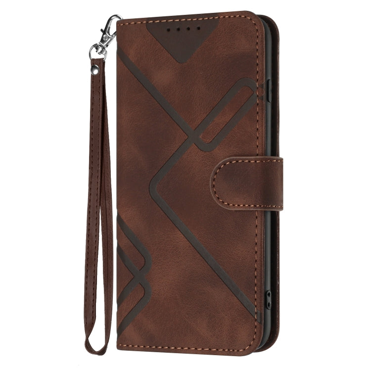 For Honor 70 Line Pattern Skin Feel Leather Phone Case(Coffee) - Honor Cases by buy2fix | Online Shopping UK | buy2fix