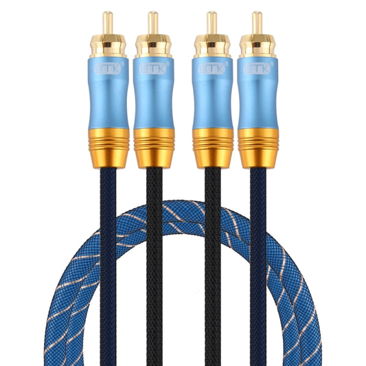 EMK 2 x RCA Male to 2 x RCA Male Gold Plated Connector Nylon Braid Coaxial Audio Cable for TV / Amplifier / Home Theater / DVD, Cable Length:1m(Dark Blue) - Audio Optical Cables by EMK | Online Shopping UK | buy2fix