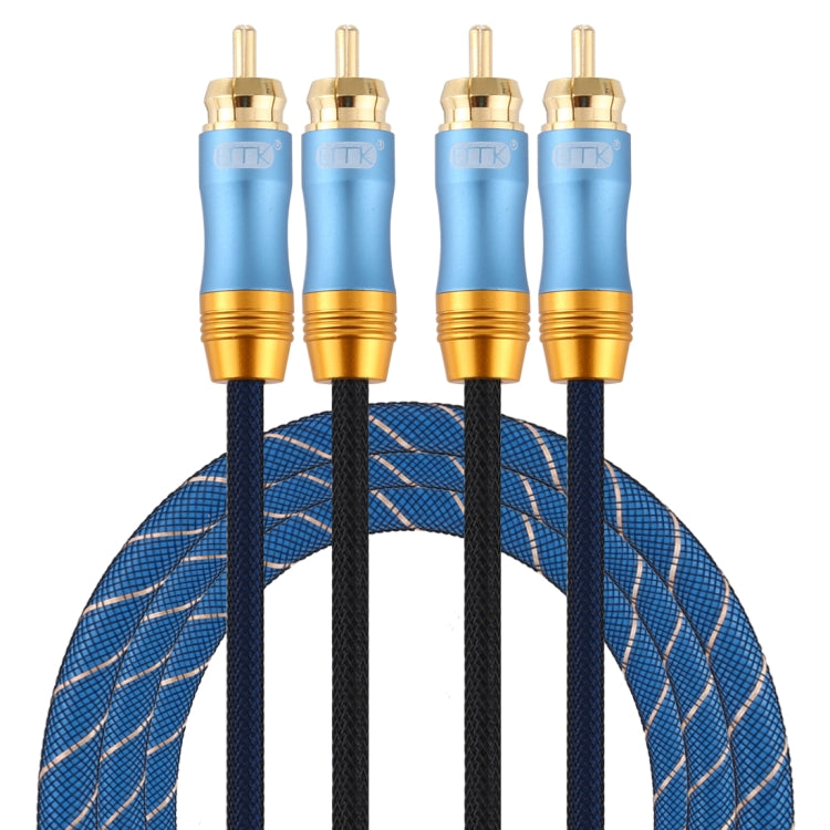 EMK 2 x RCA Male to 2 x RCA Male Gold Plated Connector Nylon Braid Coaxial Audio Cable for TV / Amplifier / Home Theater / DVD, Cable Length:1.5m(Dark Blue) - Audio Optical Cables by EMK | Online Shopping UK | buy2fix