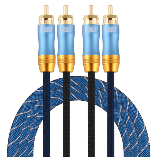 EMK 2 x RCA Male to 2 x RCA Male Gold Plated Connector Nylon Braid Coaxial Audio Cable for TV / Amplifier / Home Theater / DVD, Cable Length:1.5m(Dark Blue) - Audio Optical Cables by EMK | Online Shopping UK | buy2fix