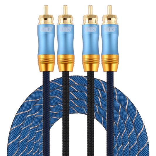EMK 2 x RCA Male to 2 x RCA Male Gold Plated Connector Nylon Braid Coaxial Audio Cable for TV / Amplifier / Home Theater / DVD, Cable Length:3m(Dark Blue) - Audio Optical Cables by EMK | Online Shopping UK | buy2fix