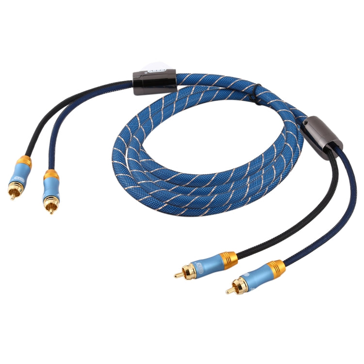 EMK 2 x RCA Male to 2 x RCA Male Gold Plated Connector Nylon Braid Coaxial Audio Cable for TV / Amplifier / Home Theater / DVD, Cable Length:3m(Dark Blue) - Audio Optical Cables by EMK | Online Shopping UK | buy2fix