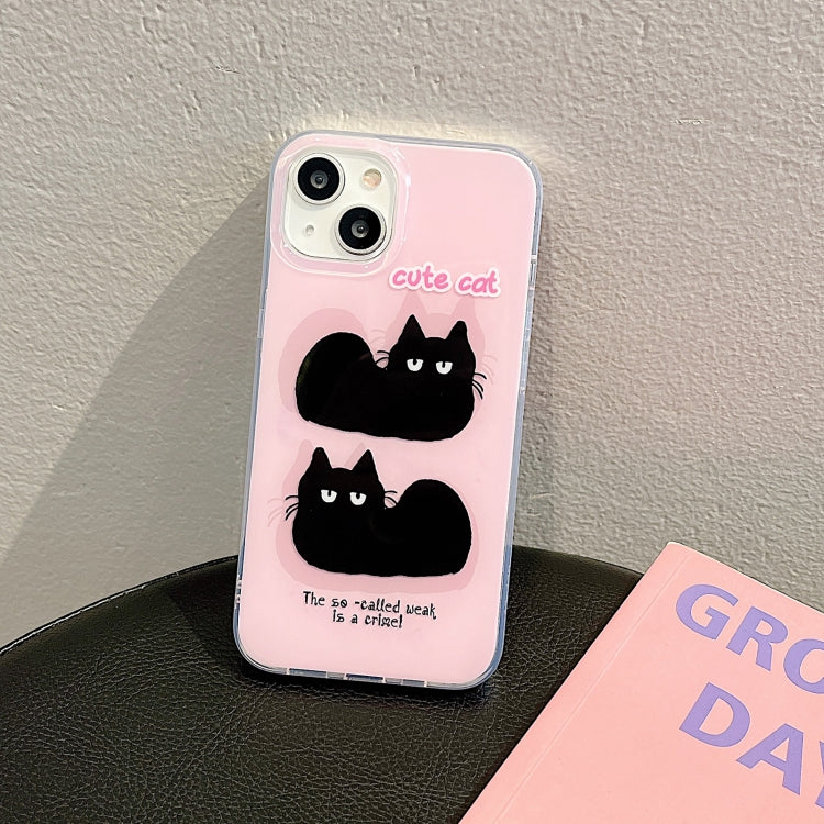 For iPhone 12 IMD Cute Animal Pattern Phone Case(Cat) - iPhone 12 / 12 Pro Cases by buy2fix | Online Shopping UK | buy2fix