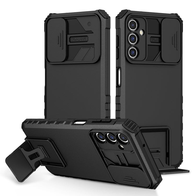 For Samsung Galaxy A14 5G Stereoscopic Holder Sliding Camshield Phone Case(Black) - Galaxy Phone Cases by buy2fix | Online Shopping UK | buy2fix