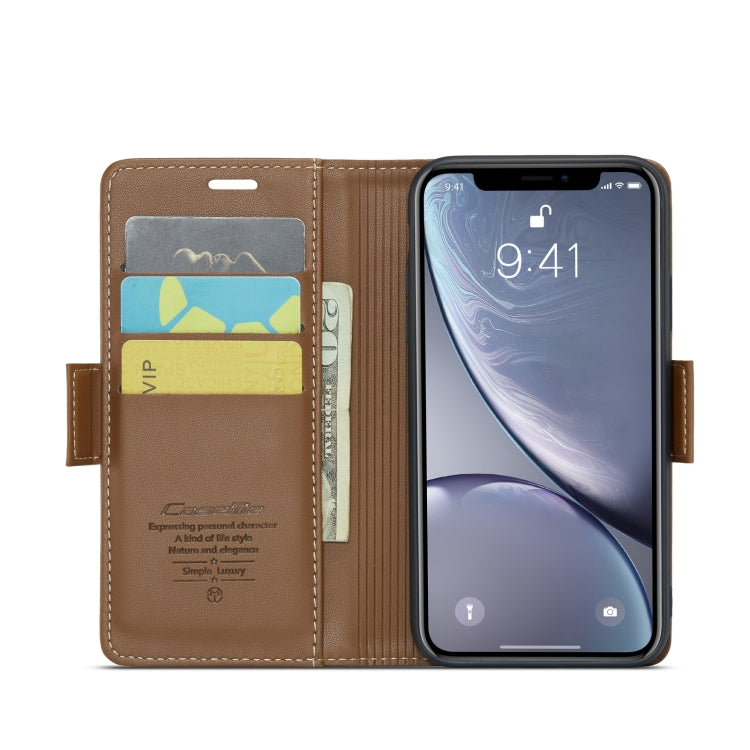 For iPhone XR CaseMe 023 Butterfly Buckle Litchi Texture RFID Anti-theft Leather Phone Case(Brown) - More iPhone Cases by CaseMe | Online Shopping UK | buy2fix