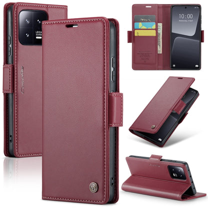 For Xiaomi 13 CaseMe 023 Butterfly Buckle Litchi Texture RFID Anti-theft Leather Phone Case(Wine Red) - 13 Cases by CaseMe | Online Shopping UK | buy2fix