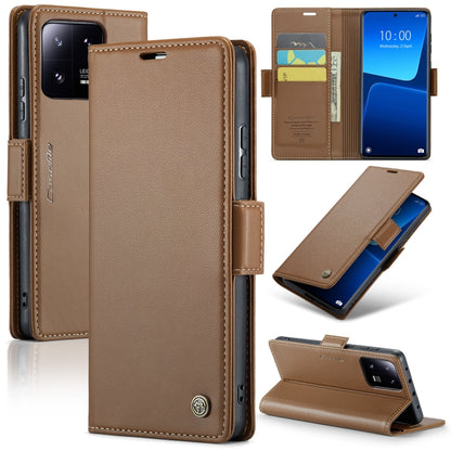 For Xiaomi 13 Pro CaseMe 023 Butterfly Buckle Litchi Texture RFID Anti-theft Leather Phone Case(Brown) - 13 Pro Cases by CaseMe | Online Shopping UK | buy2fix