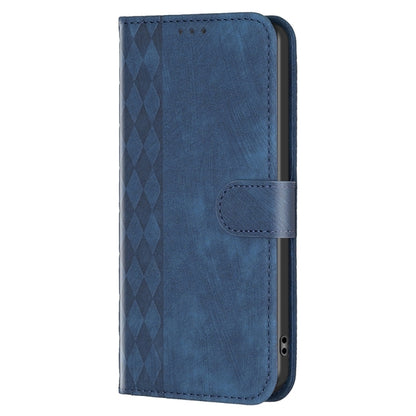 For Xiaomi 13 Plaid Embossed Leather Phone Case(Blue) - 13 Cases by buy2fix | Online Shopping UK | buy2fix