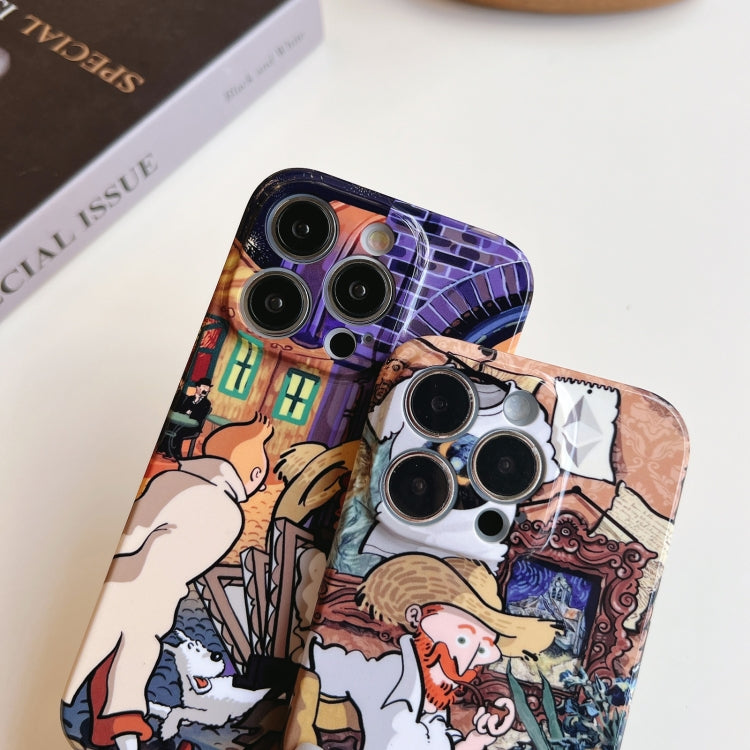 For iPhone 14 Precise Hole Oil Painting Pattern PC Phone Case(Tobacco Pipe) - iPhone 14 Cases by buy2fix | Online Shopping UK | buy2fix