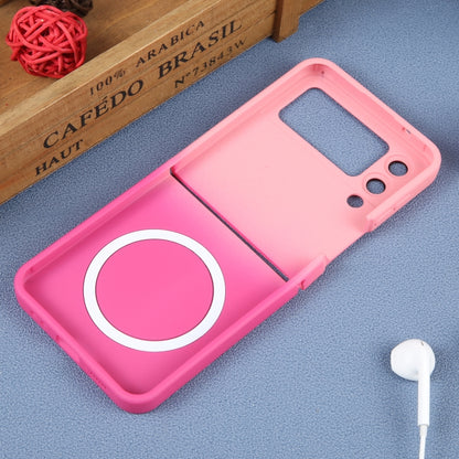 For Samsung Galaxy Z Flip4 Liquid TPU Silicone Gradient MagSafe Phone Case(Pink Red) - Galaxy Z Flip4 5G Cases by buy2fix | Online Shopping UK | buy2fix