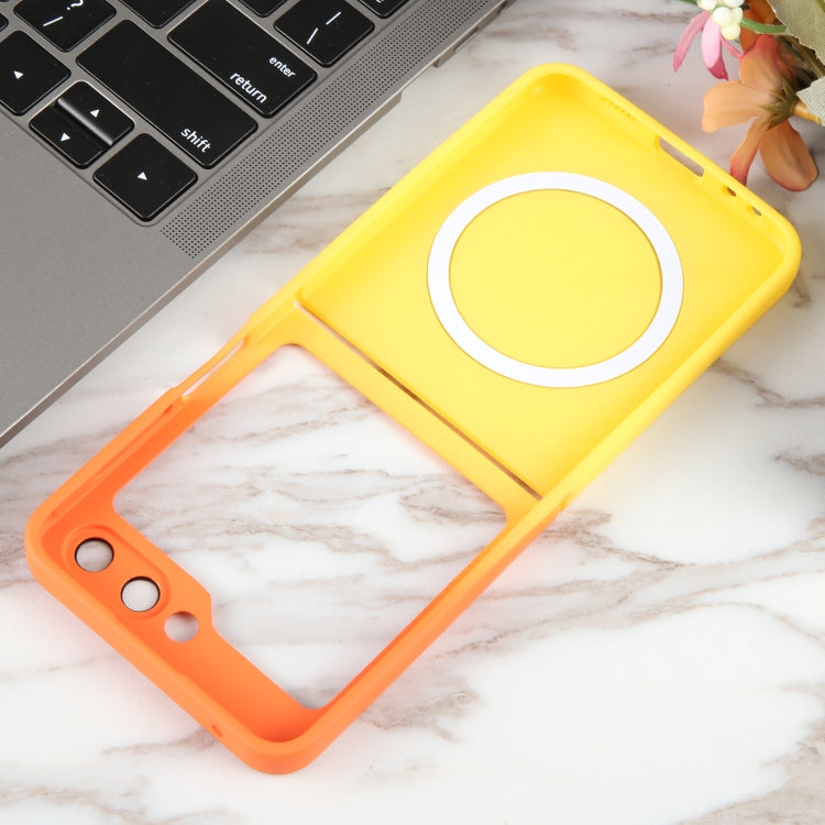 For Samsung Galaxy Z Flip5 Liquid TPU Silicone Gradient MagSafe Phone Case(Orange Yellow) - Galaxy Z Flip5 Cases by buy2fix | Online Shopping UK | buy2fix