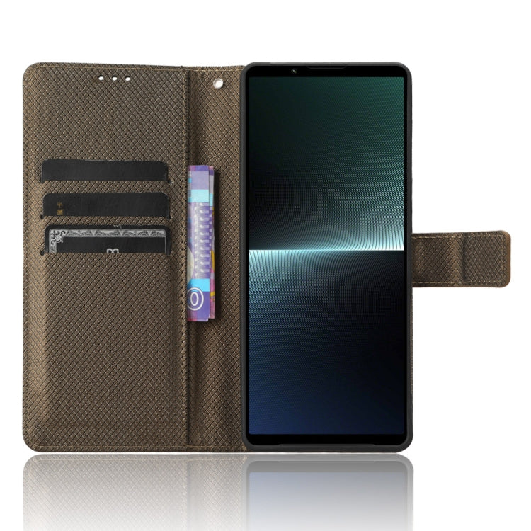 For Sony Xperia 1 V Diamond Texture Leather Phone Case(Brown) - Sony Cases by buy2fix | Online Shopping UK | buy2fix