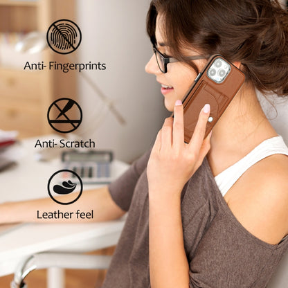 For iPhone 14 Pro Max Shockproof Leather Phone Case with Card Holder(Brown) - iPhone 14 Pro Max Cases by buy2fix | Online Shopping UK | buy2fix