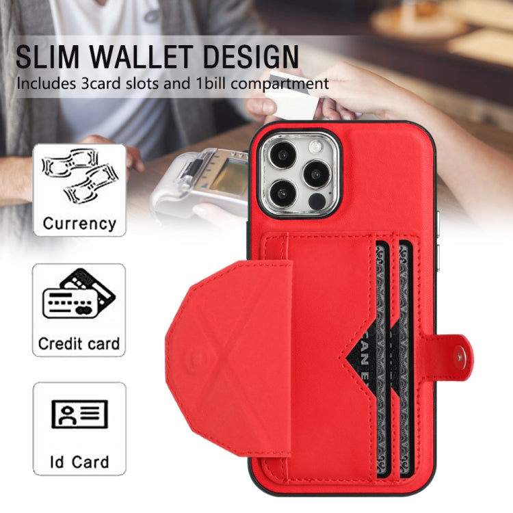 For iPhone 12 / 12 Pro Shockproof Leather Phone Case with Card Holder(Red) - iPhone 12 / 12 Pro Cases by buy2fix | Online Shopping UK | buy2fix