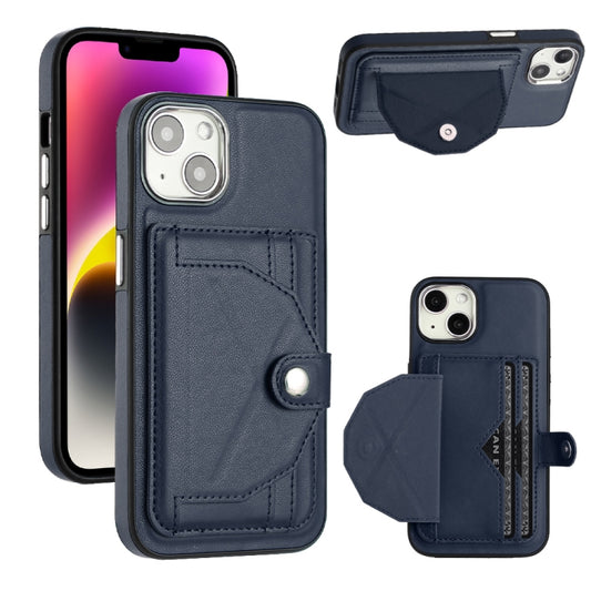 For iPhone 15 Shockproof Leather Phone Case with Card Holder(Blue) - iPhone 15 Cases by buy2fix | Online Shopping UK | buy2fix