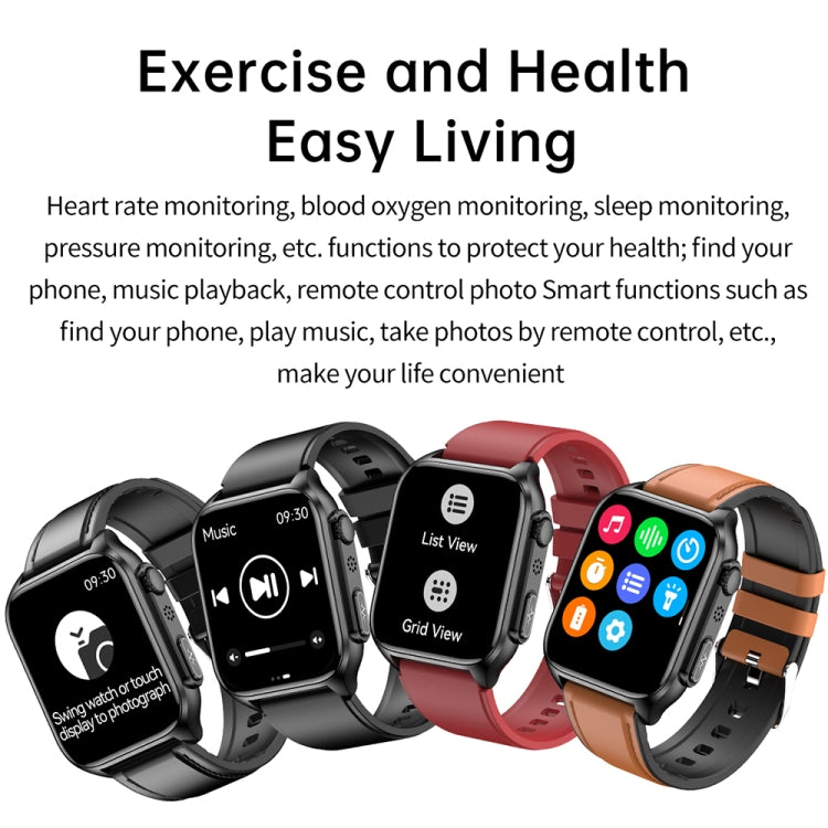 TK12 1.96 inch IP67 Waterproof Silicone Band Smart Watch Supports ECG / Remote Families Care / Bluetooth Call / Body Temperature Monitoring(Red) - Smart Watches by buy2fix | Online Shopping UK | buy2fix