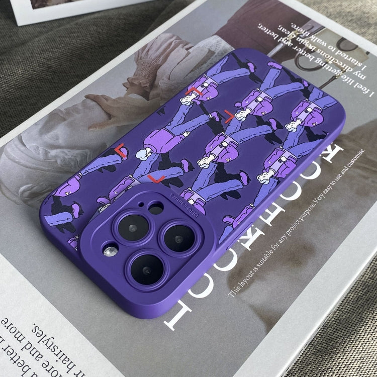 For iPhone 14 Pro Liquid Silicone Pedestrians Pattern Phone Case(Purple) - iPhone 14 Pro Cases by buy2fix | Online Shopping UK | buy2fix