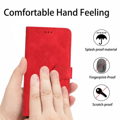 For Xiaomi 12 Lite Flower Embossing Pattern Leather Phone Case(Red) - Xiaomi Cases by buy2fix | Online Shopping UK | buy2fix