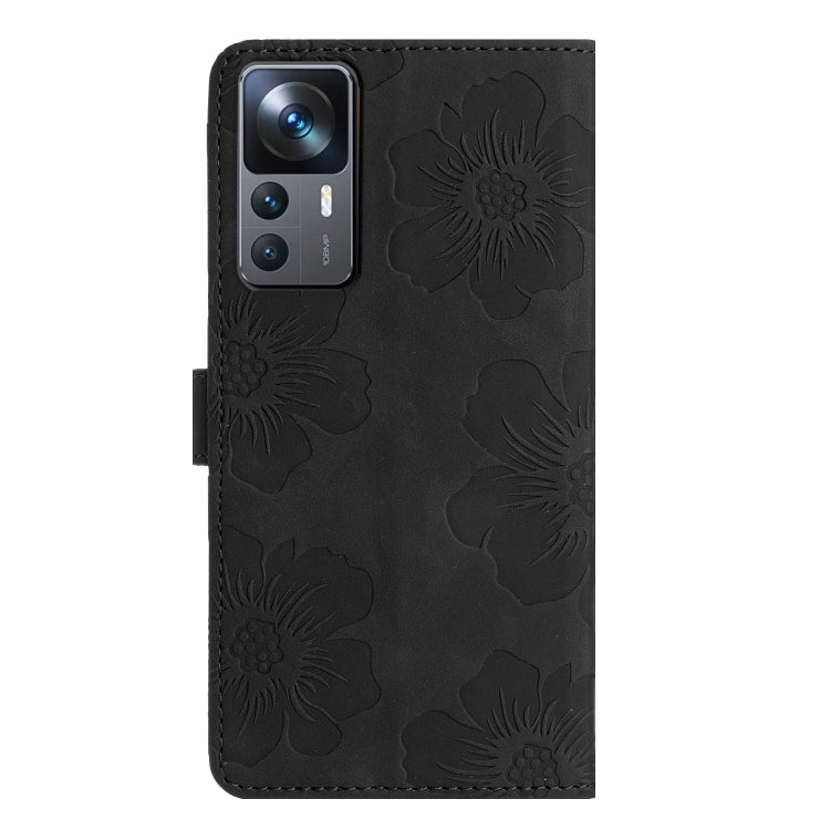 For Xiaomi 12T  / 12T Pro Flower Embossing Pattern Leather Phone Case(Black) - Xiaomi Cases by buy2fix | Online Shopping UK | buy2fix