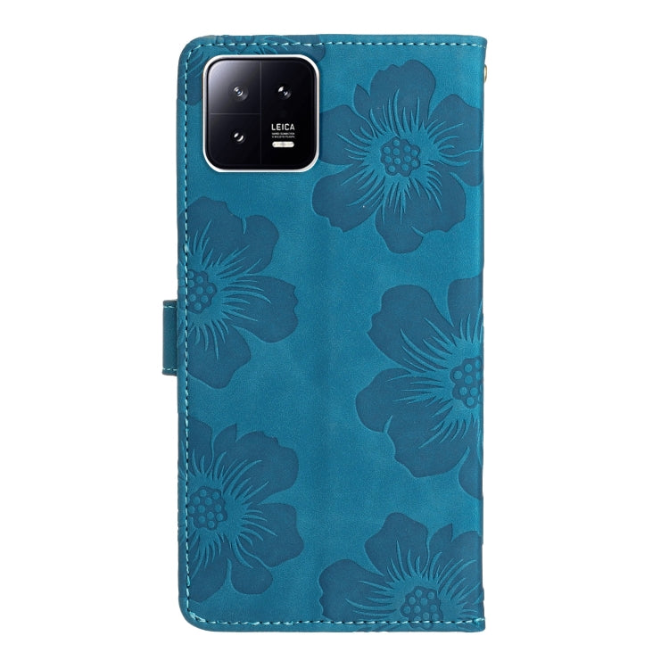 For Xiaomi 13 Pro Flower Embossing Pattern Leather Phone Case(Blue) - 13 Pro Cases by buy2fix | Online Shopping UK | buy2fix