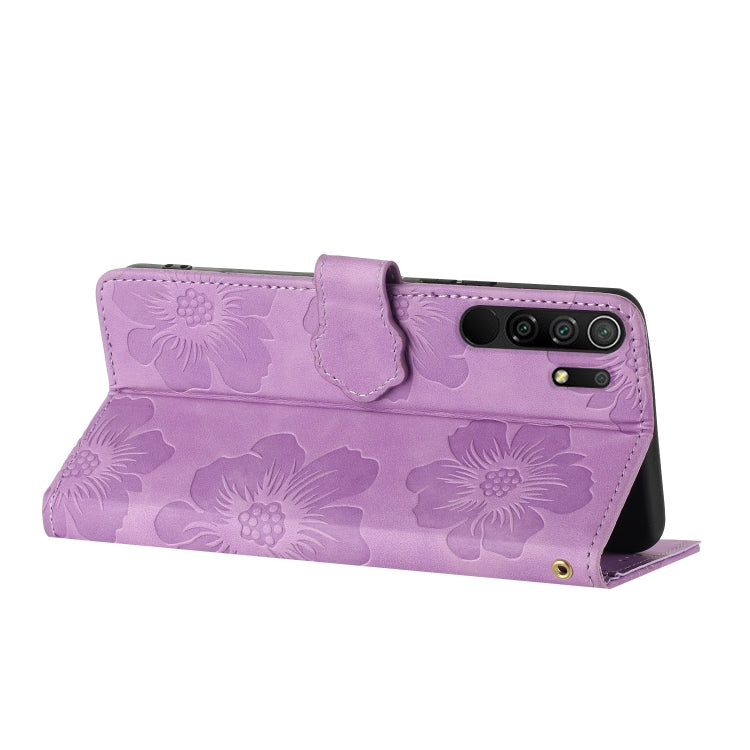 For Xiaomi Redmi 9 Flower Embossing Pattern Leather Phone Case(Purple) - Xiaomi Cases by buy2fix | Online Shopping UK | buy2fix