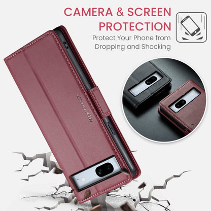 For Google Pixel 7a CaseMe 023 Butterfly Buckle Litchi Texture RFID Anti-theft Leather Phone Case(Wine Red) - Google Cases by CaseMe | Online Shopping UK | buy2fix