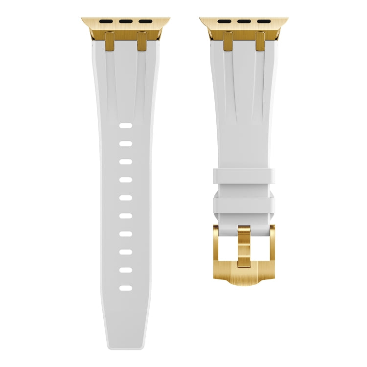 AP Silicone Watch Band For Apple Watch 6 44mm(Gold White) - Watch Bands by buy2fix | Online Shopping UK | buy2fix