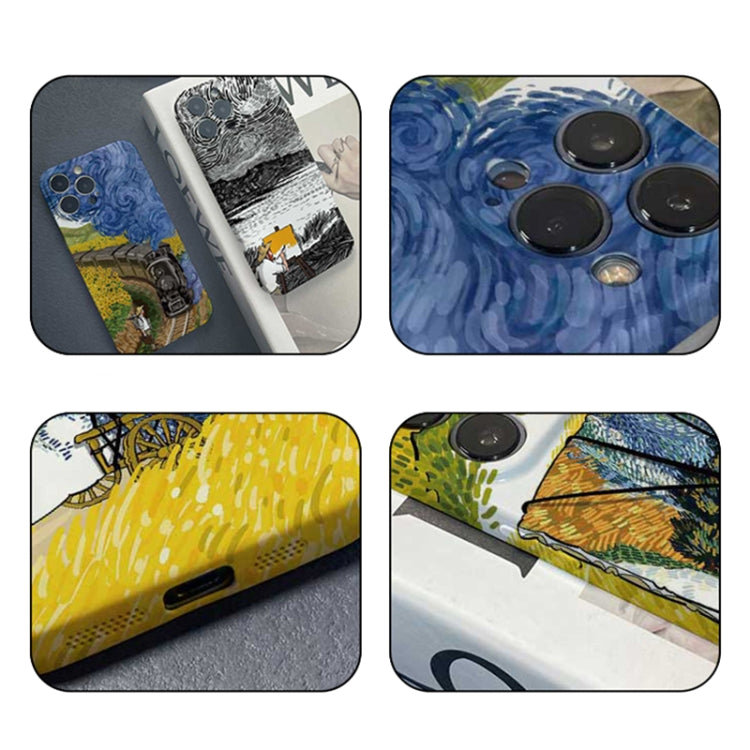 For iPhone 12 mini Precise Hole Oil Painting Pattern PC Phone Case(Evening Breeze) - iPhone 12 mini Cases by buy2fix | Online Shopping UK | buy2fix