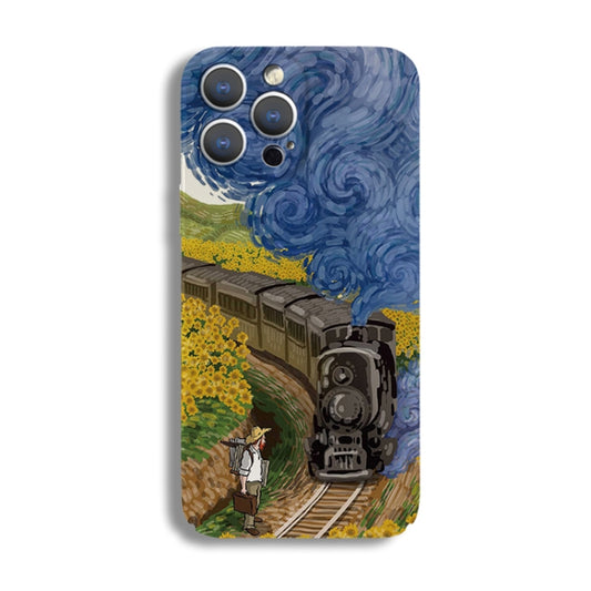 For iPhone 11 Pro Precise Hole Oil Painting Pattern PC Phone Case(Train) - iPhone 11 Pro Cases by buy2fix | Online Shopping UK | buy2fix
