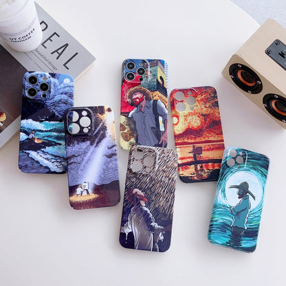 For iPhone 12 mini Precise Hole Oil Painting Pattern PC Phone Case(Shine) - iPhone 12 mini Cases by buy2fix | Online Shopping UK | buy2fix